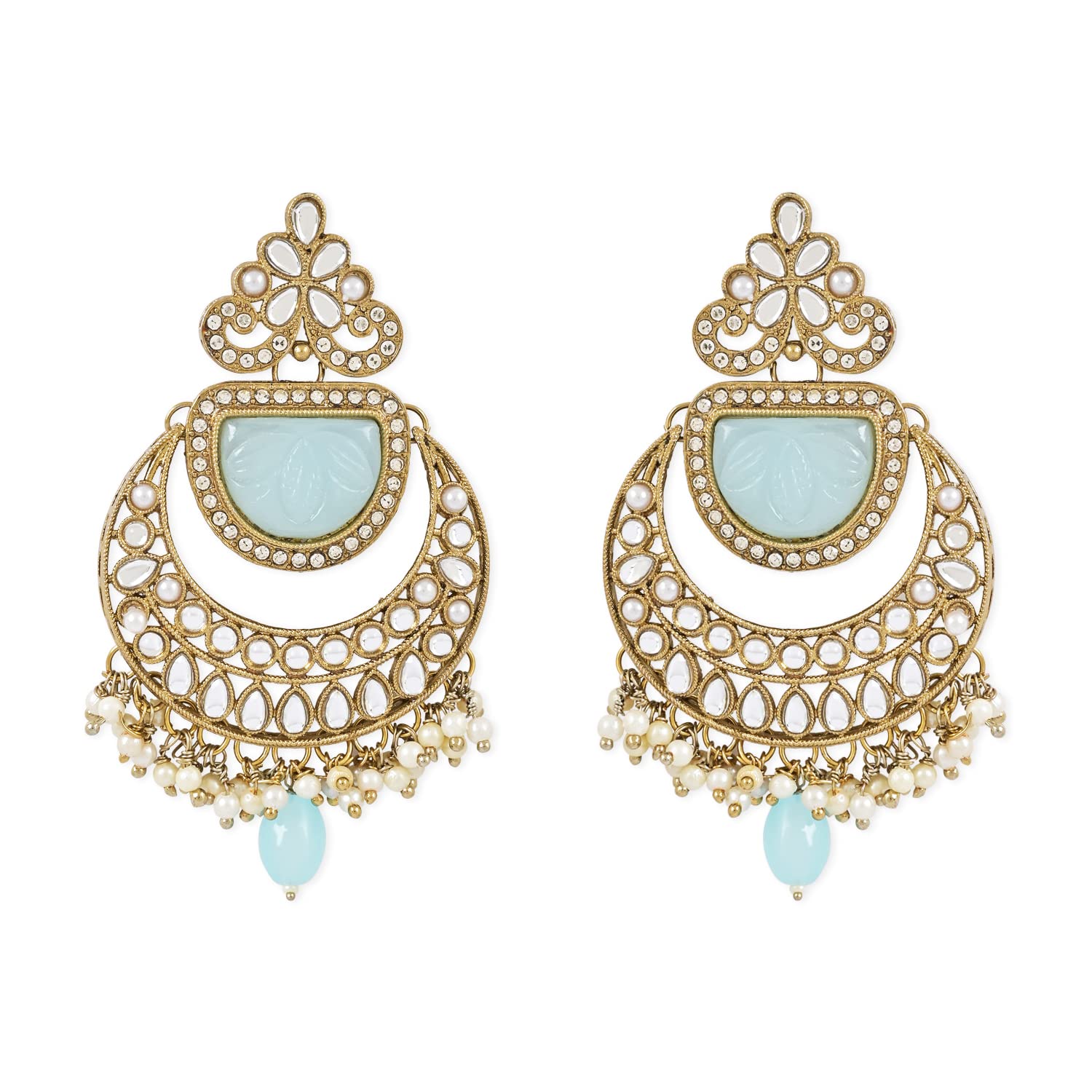 I Jewels Gold Plated Traditional Pearl Kundan Stone Studded Chandbali Earring For Women/Girls (E3101Sb) (B0C2J374YC) Amazon Price History, Amazon Price Tracker