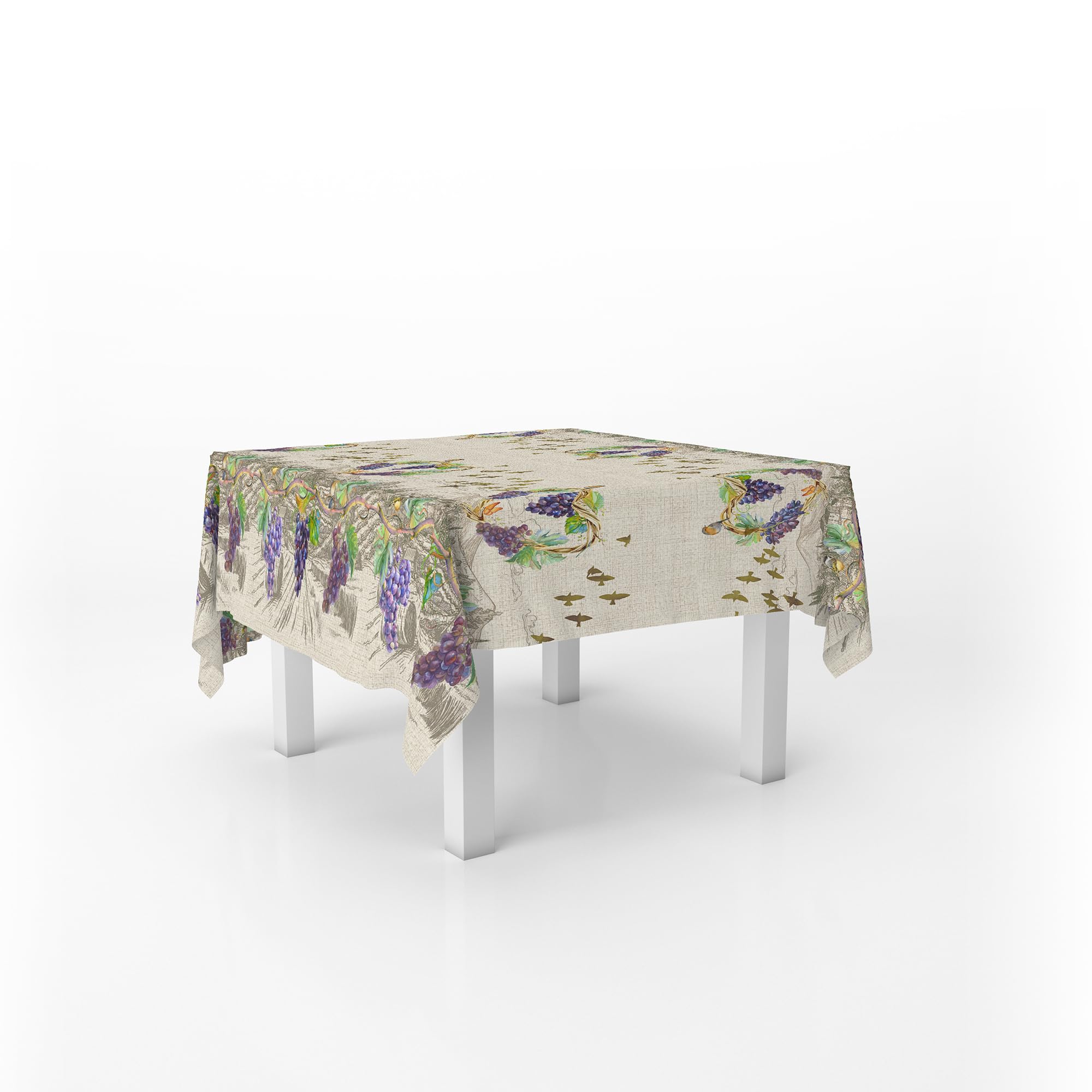 Italian Bed Linen Bacco Digital Print Tablecloth Stain Resistant 150 x 150 cm, Bacchus, 59.1 x 59.1 inch (Square)