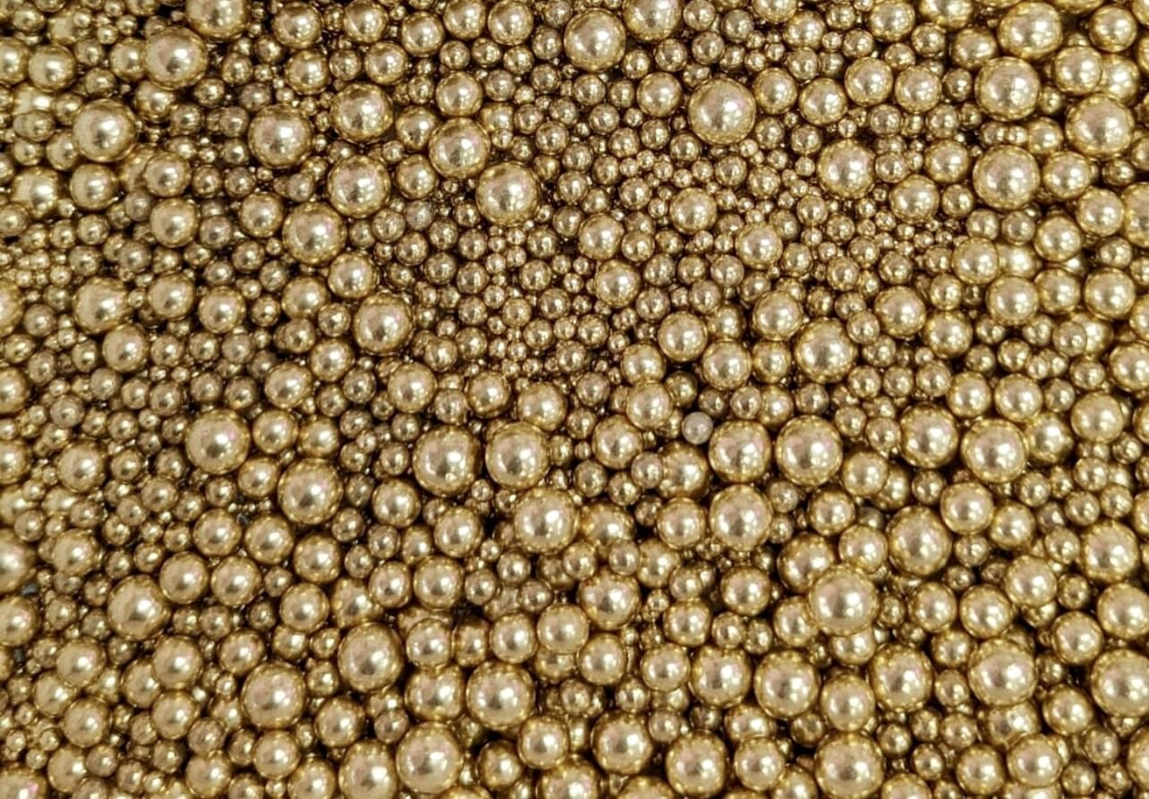 Cake N Bake Metallic/Shimmer Balls Edible Cupcake Cake Topper Sprinkles (35g Pouch) (Vegan Gold Ball)