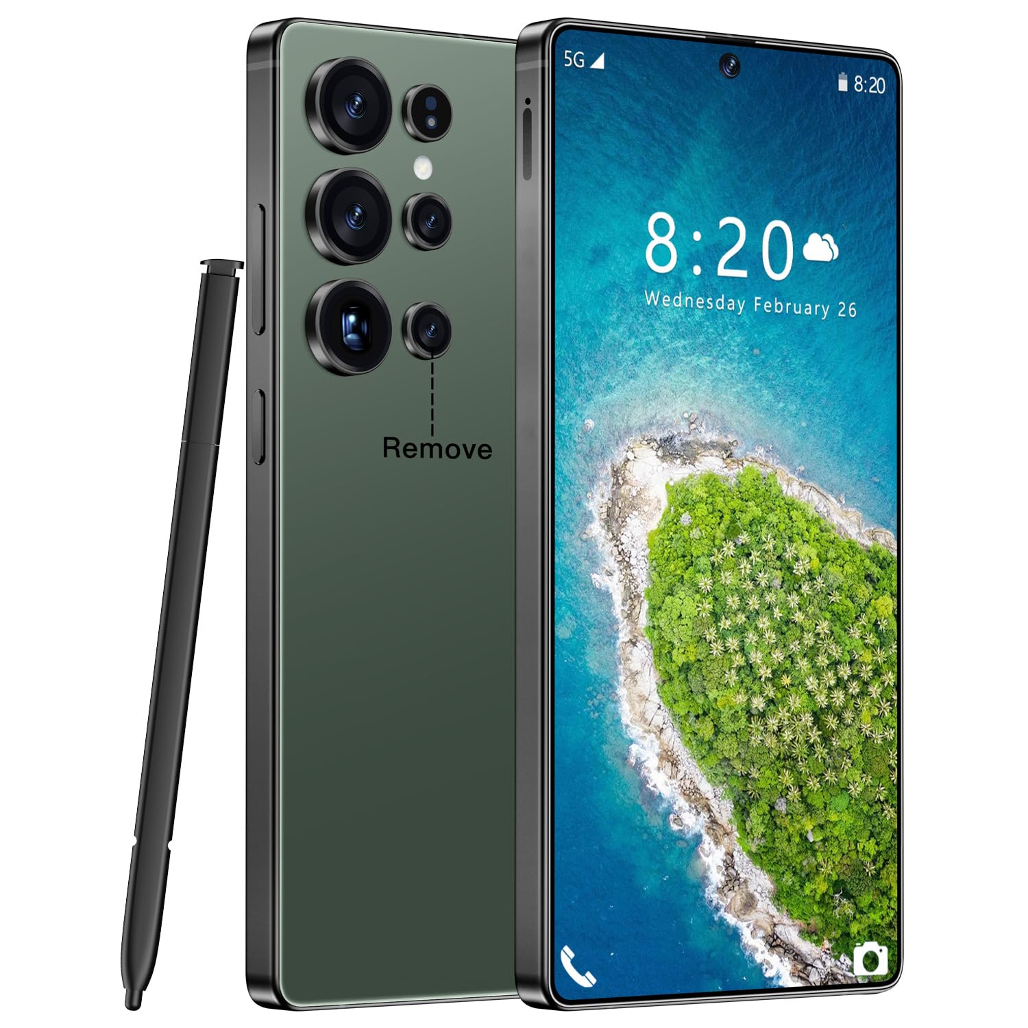 Photo 1 of Huness S25 Ultra Unlocked Phone,Built in Pen The Phone,Cell Phone Battery 7000mAh 6.99" HD Screen,Android 14 16+512GB Smartphone,Dual SIM/5G/Face ID/Fingerprint Lock/GPS (Green, 16+512)