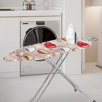 Coffe Ironing Board Cover Standard Size, Resist Scorching and Staining, 15x54 Inch Thick Padding Ironing Board Covers with Elastic Edge and Hook and Loop Fasteners Washable
