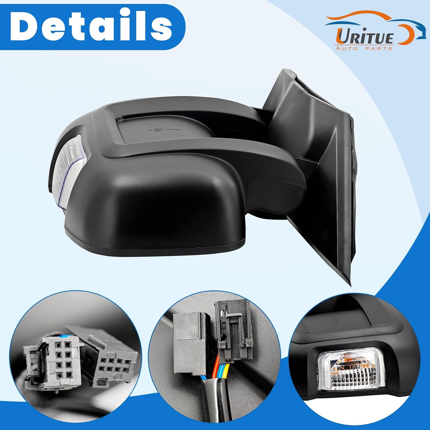 Left & Right Pair Mirrors Fits for Ram ProMaster 1500 2500 3500 2020-2025 Support Blind Spot Support Power Glass Adjustment/Heated with Turn Signal Light Short Arm
