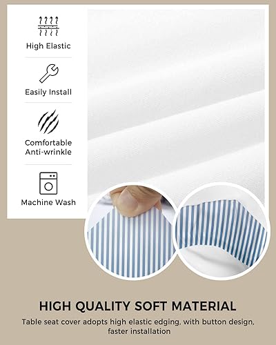 Miniatura 2 de Juego de 6 fundas de asiento elásticas para sillas de comedor, color azul y blanco, a rayas finas degradadas, extraíbles y lavables, para oficina,