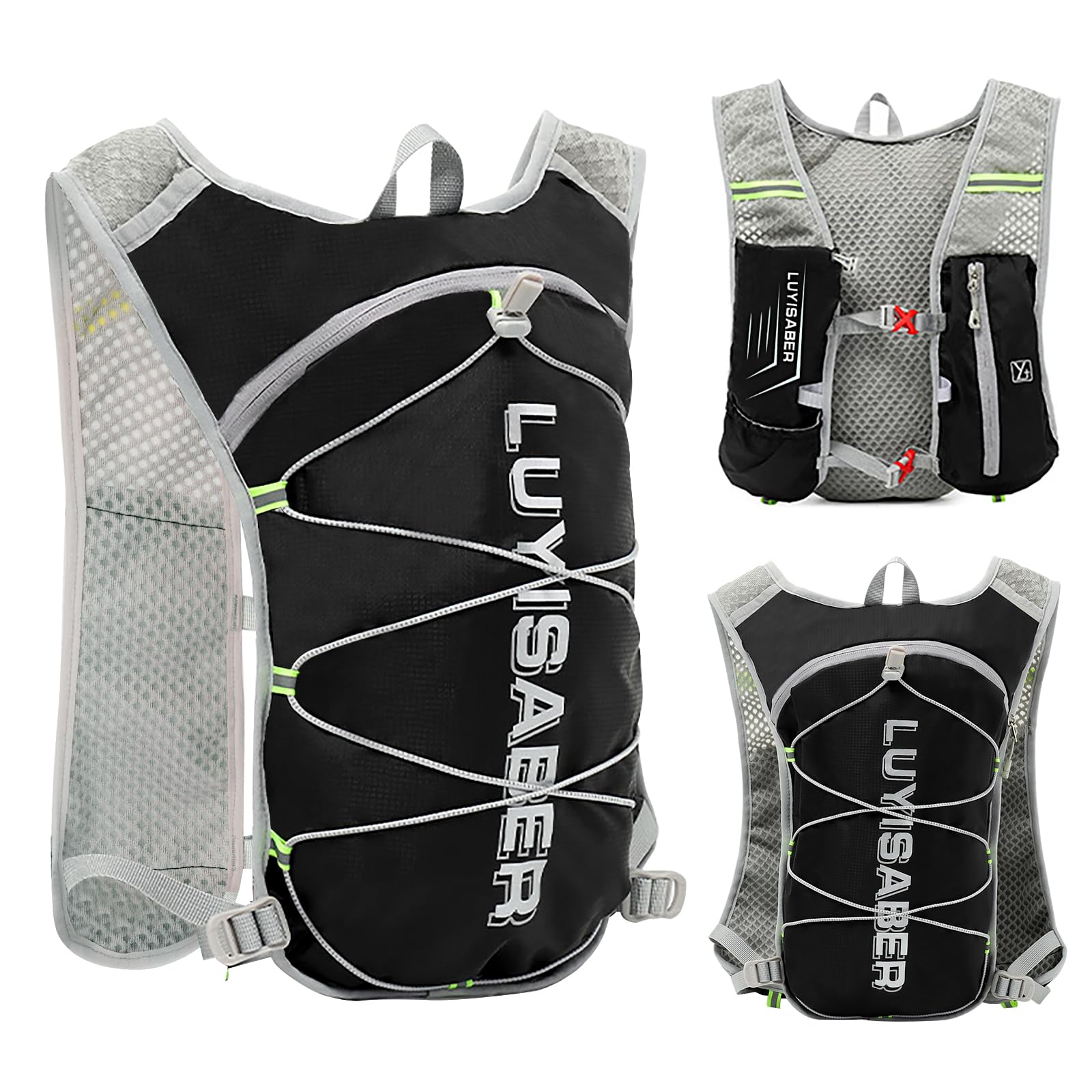 flintronic Running Backpacks, Lightweight Running Hydration Vest Backpack with Reflective Design, Women Men Functional Running Vest, Hydration Vest Pack for Outdoor Climbing Hiking Cycling Biking