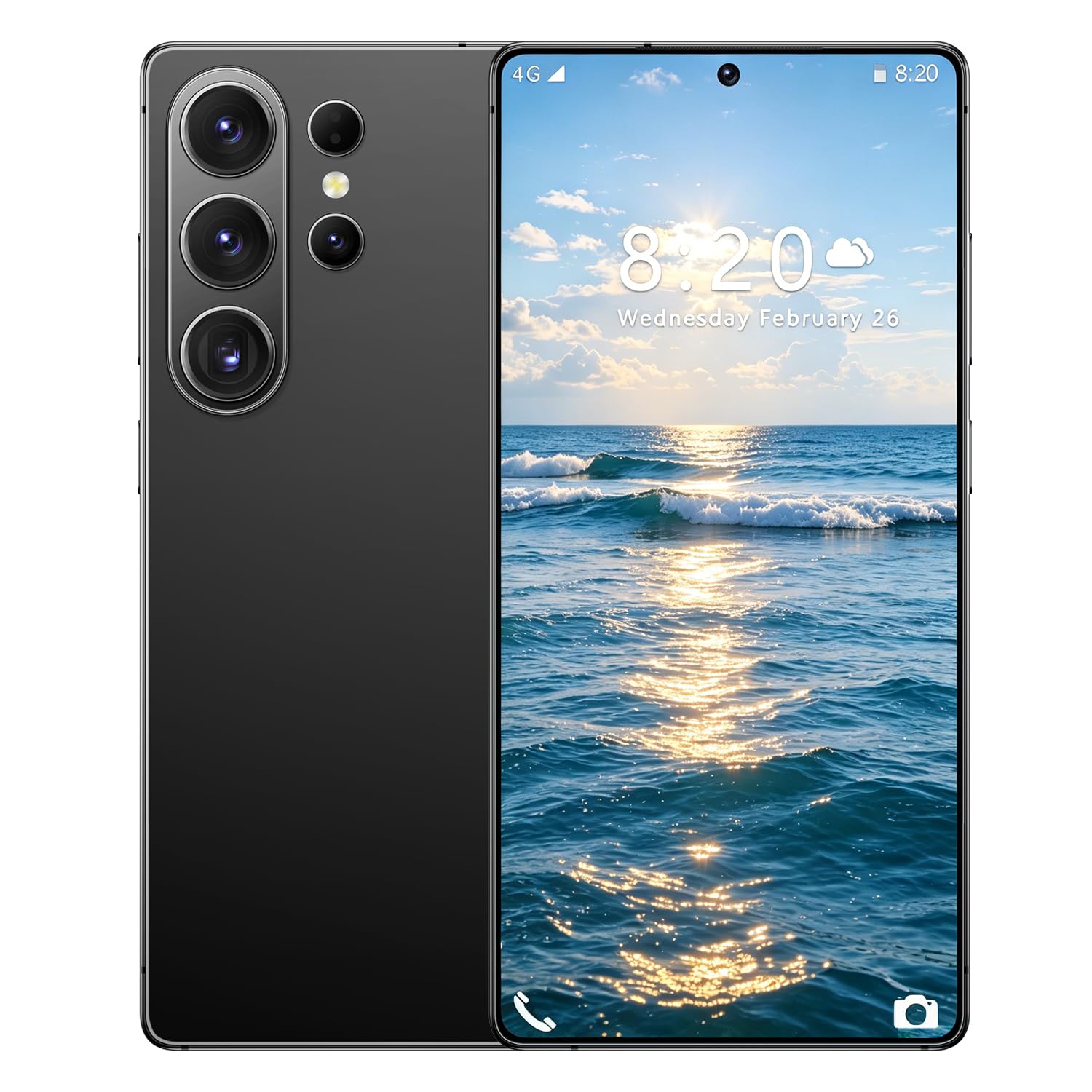 McMgc Smartphone 4G sbloccato, schermo forato Incell da 6,75 pollici, 4GB+32GB espandibile fino a 256GB, processore octa-core MTK6739, Android 12, tripla slot per 2 nano-SIM + scheda TF (Black)