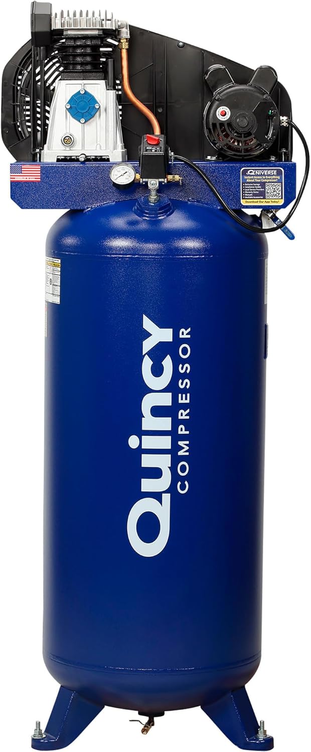 Quincy Single-Stage Air Compressor - 3.5 HP, 220 Volt, 60-Gallon Vertical Tank, Model Number Q13160VQ