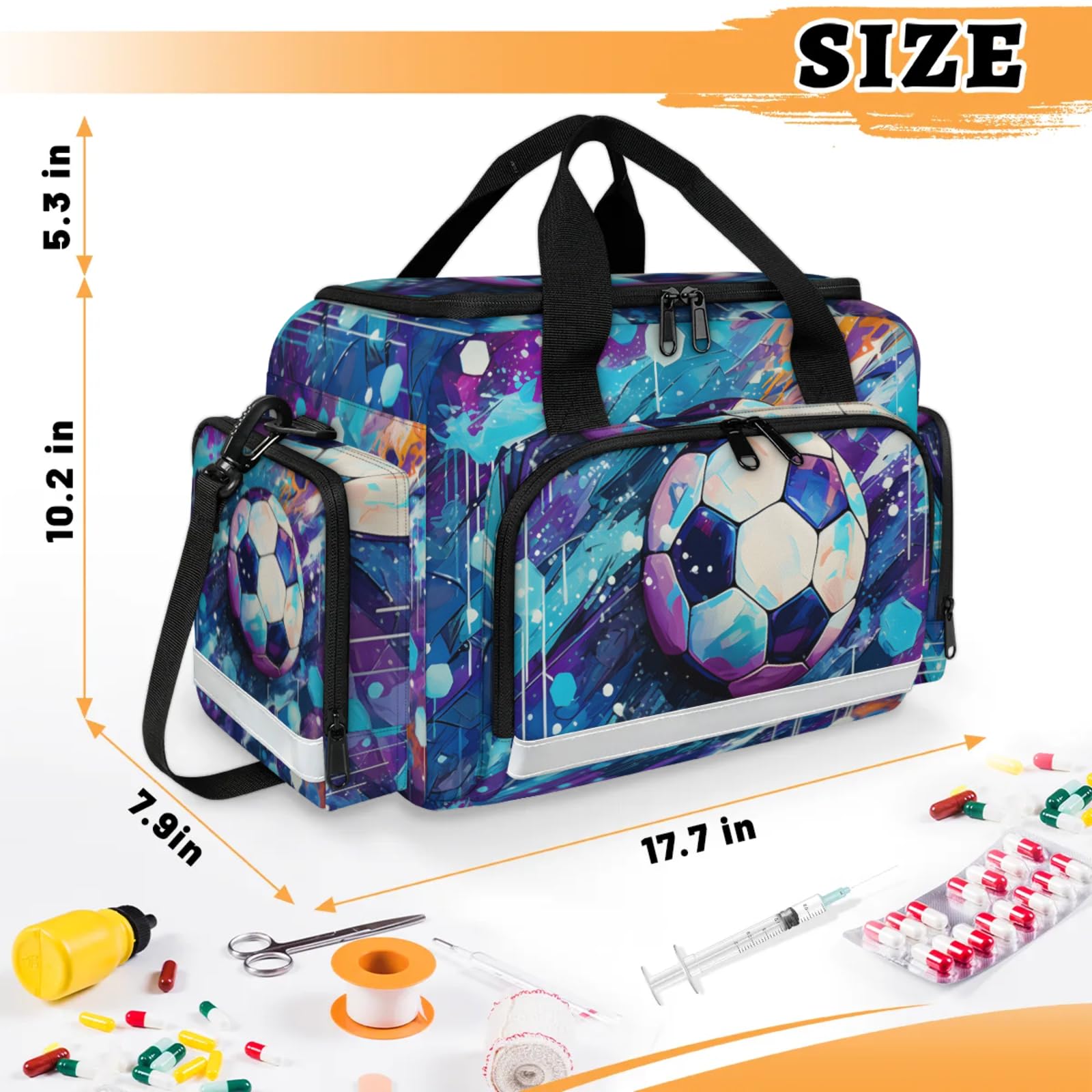 GzLeyigou First Aid Bags Empty, Purple Soccer Emergency Bag First Aid Kit Multiple Compartment Kit Carrier On Call Trauma Bag For Paramedics Emergency Medical Supplies Kit