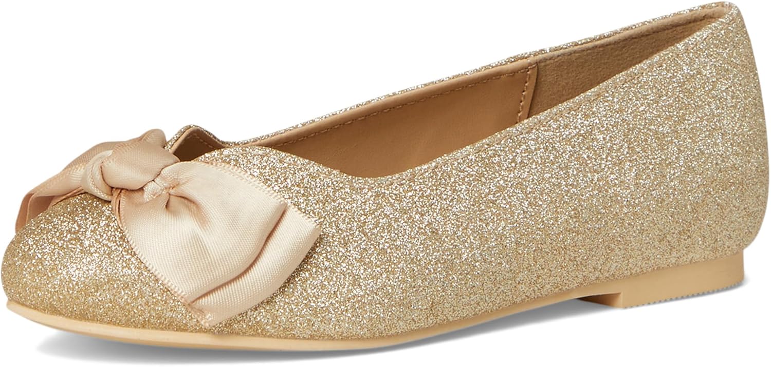 Janie and Jack Baby-Girl's Gold Bow Flats (Toddler/Little Big Kid) Ballet