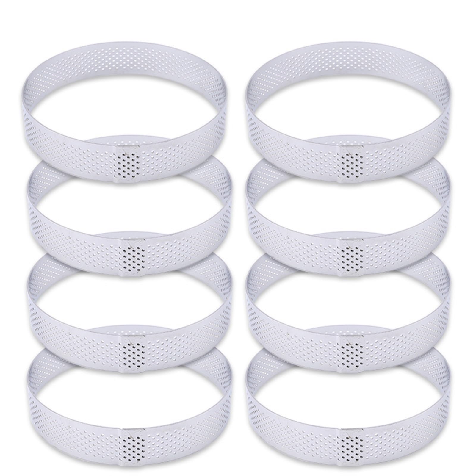 Moule à Tarte Rond perforé en Acier Inoxydable for Tarte aux Fruits, Moule à tartelettes for la Cuisson, moules à gâteaux à Dessert DIY, Outils de Cuisine pour Cuisson Cuisson(8PCS 10CM)
