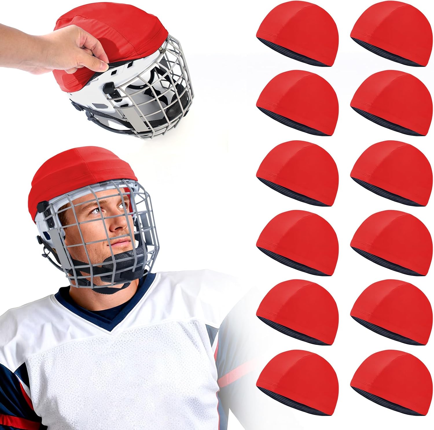 12 Pack Football Helmet Covers – Bright Color Scrimmage Caps for Youth & Adult, 10.4" Practice Helmet Covers for Football, Hockey & Lacrosse Training