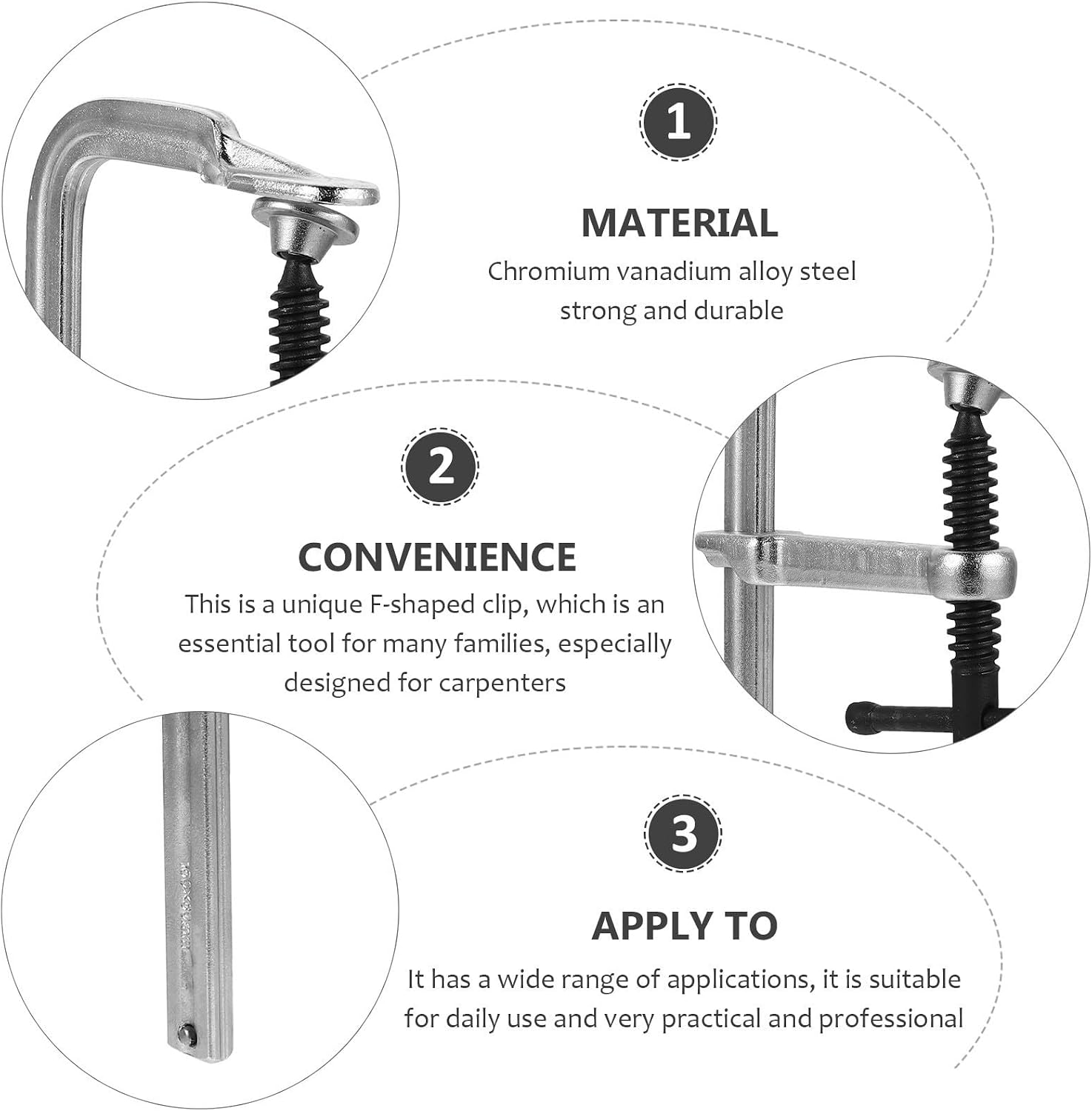 Heavy Duty F Clamp with Spindle for Woodworking, Carpenter Tool