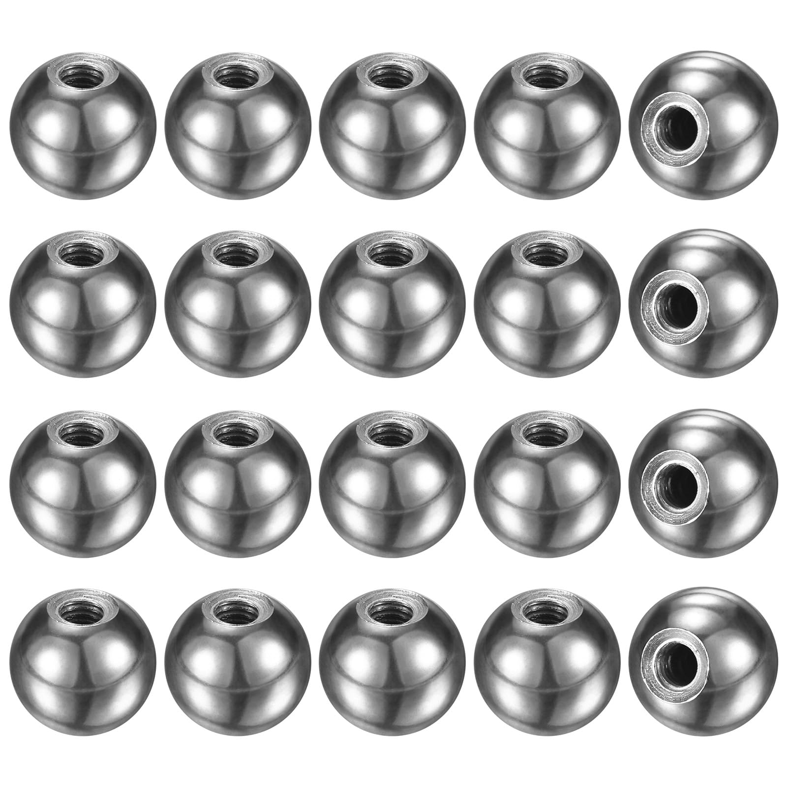 M METERXITY 20-Pack Threaded Ball Nut Knobs, M5x15mm Carbon Steel Female Thread Ball Nut Cap for Lighting Fixtures/Machinery/DIY, Round Solid Screw Cap Cover [Plating Chrome]