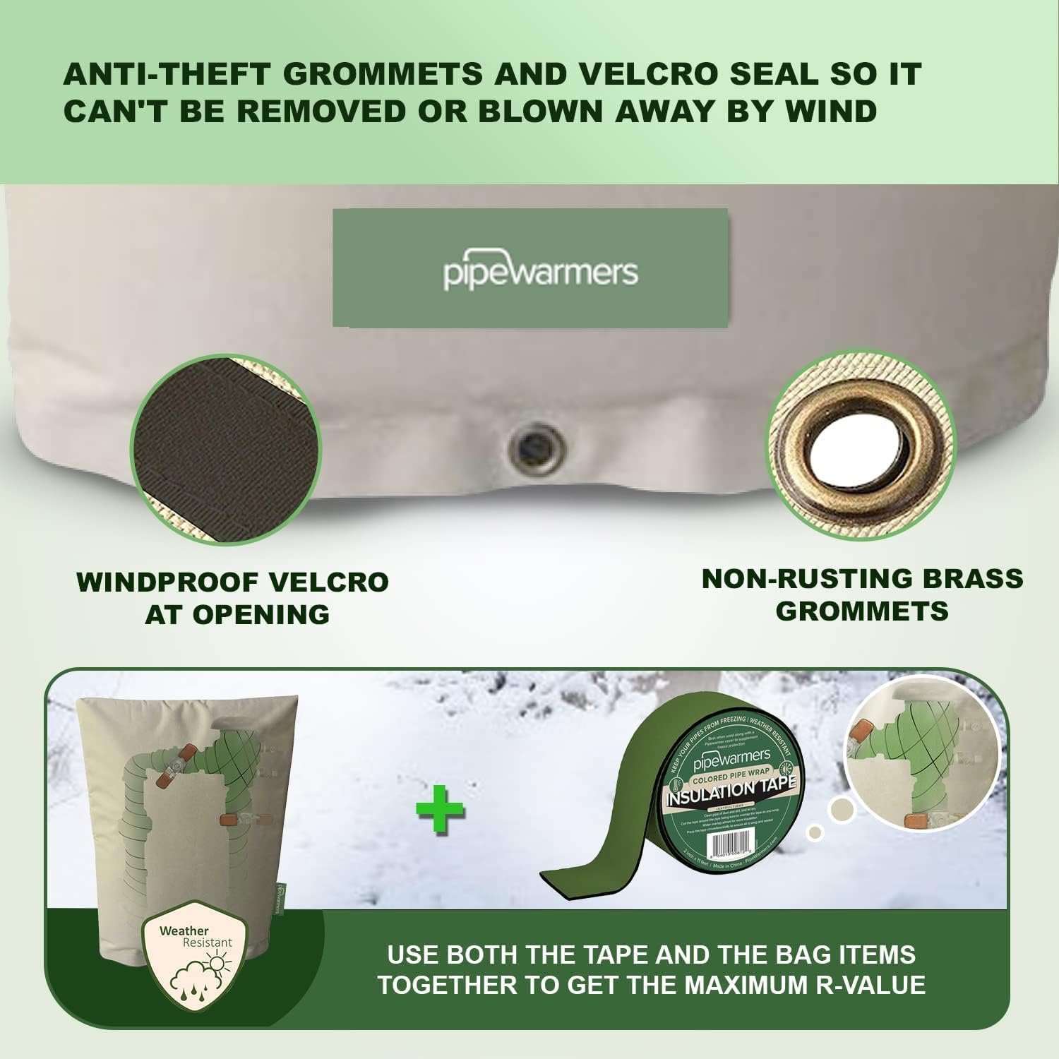 The Original Pipe Insulation Cover (5˚F) Winter Pipe Insulation (UV-Coated),Pump Cover, Sprinkler Irrigation Valve Cover, Backflow Preventer Freeze Protection (17W X 24H 4-Way)