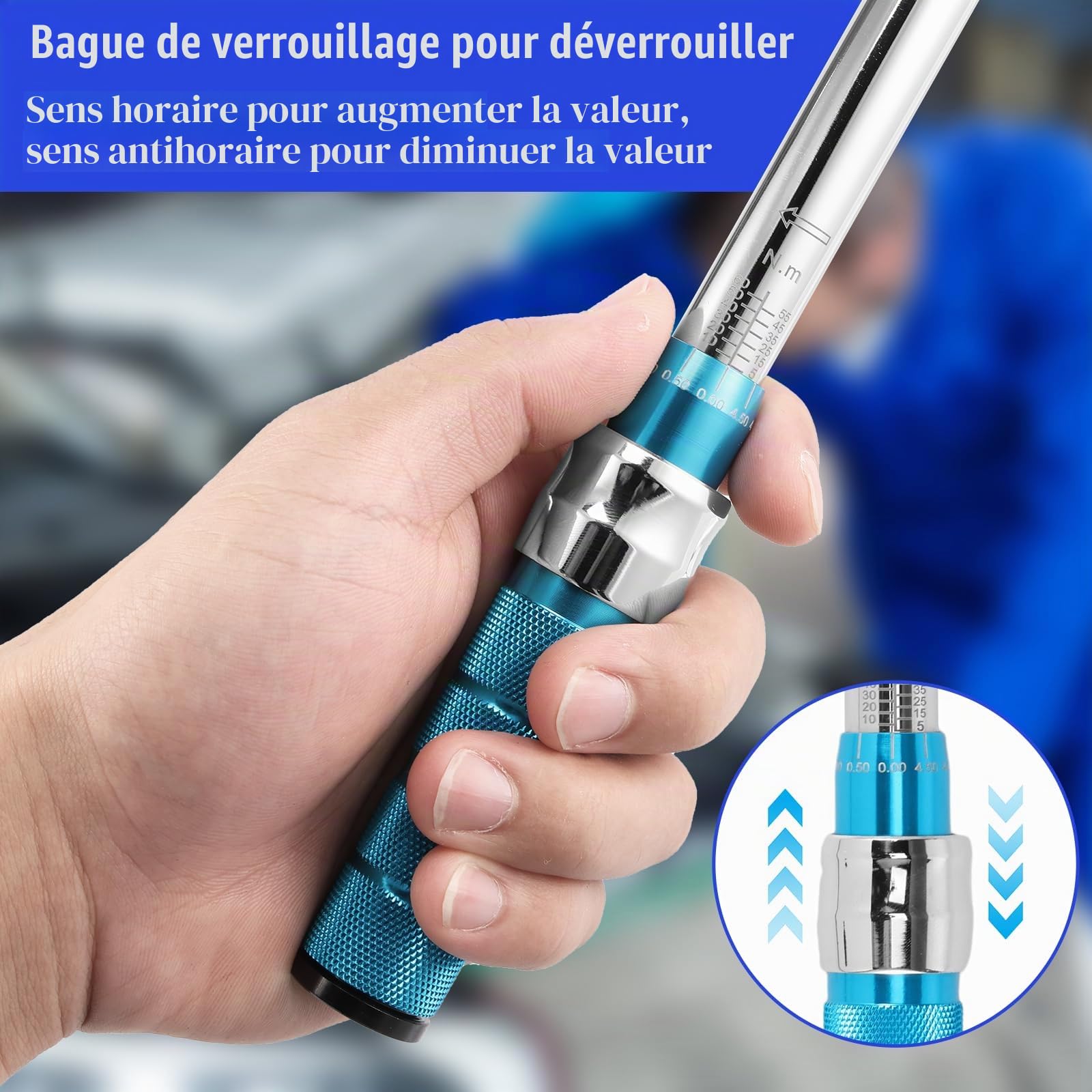 Clé dynamométrique 5–60 Nm avec outils d'insertion, incl. tête de clé de 30 mm et adaptateur | ±4 % de précision pour climatiseurs et tuyaux | en acier