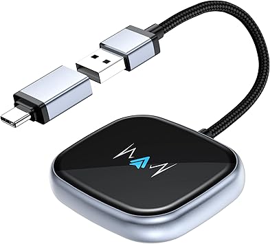 Wireless Auto Adapter, Wireless Carplay Adapter, Latest NFC Touchscreen Connectivity, Plug-and-Play for Android Devices Android 11 and Above