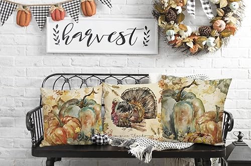 Miniatura 6 de Juego de 4 fundas de almohada de calabaza de otoño de 16 x 16 pulgadas, juego de 4 fundas de almohada decorativas de otoño con citas de Acción de