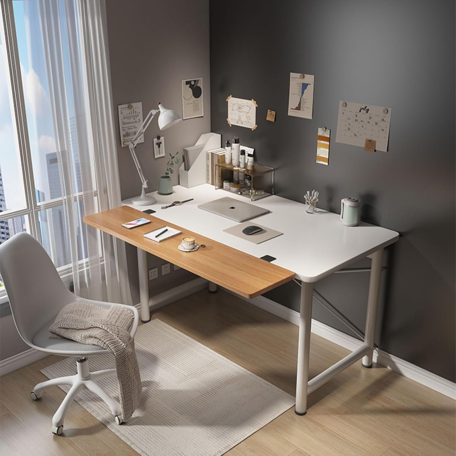 デスクトップ拡張折りたたみ作業テーブル、取り外し可能な拡張デスク、調整可能な金属ブラケット付きのデスクトップ拡張テーブルボード、取り