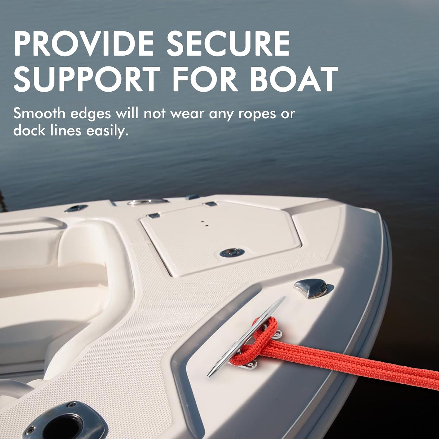 8"/10"/12" Boat Cleats, 316 Stainless Steel Open Base Marine Dock Rope Cleats with Backing Plates and Two Types Screws, Compatible with Kayak, Yacht, Pontoon, Nautical Decor