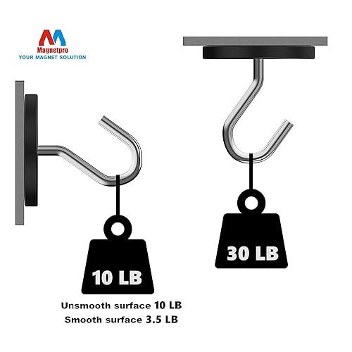 Miniatura 3 de Magnetpro 4 imanes de montaje resistentes con revestimiento de goma antiarañazos, 30 libras de potencia adhesiva, base de montaje magnética para