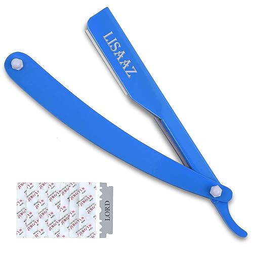 Lisaaz Maquinillas de afeitar rectas para hombres, 10 cuchillas negras de borde recto, maquinillas de afeitar clásicas para hombres, cuchillas de