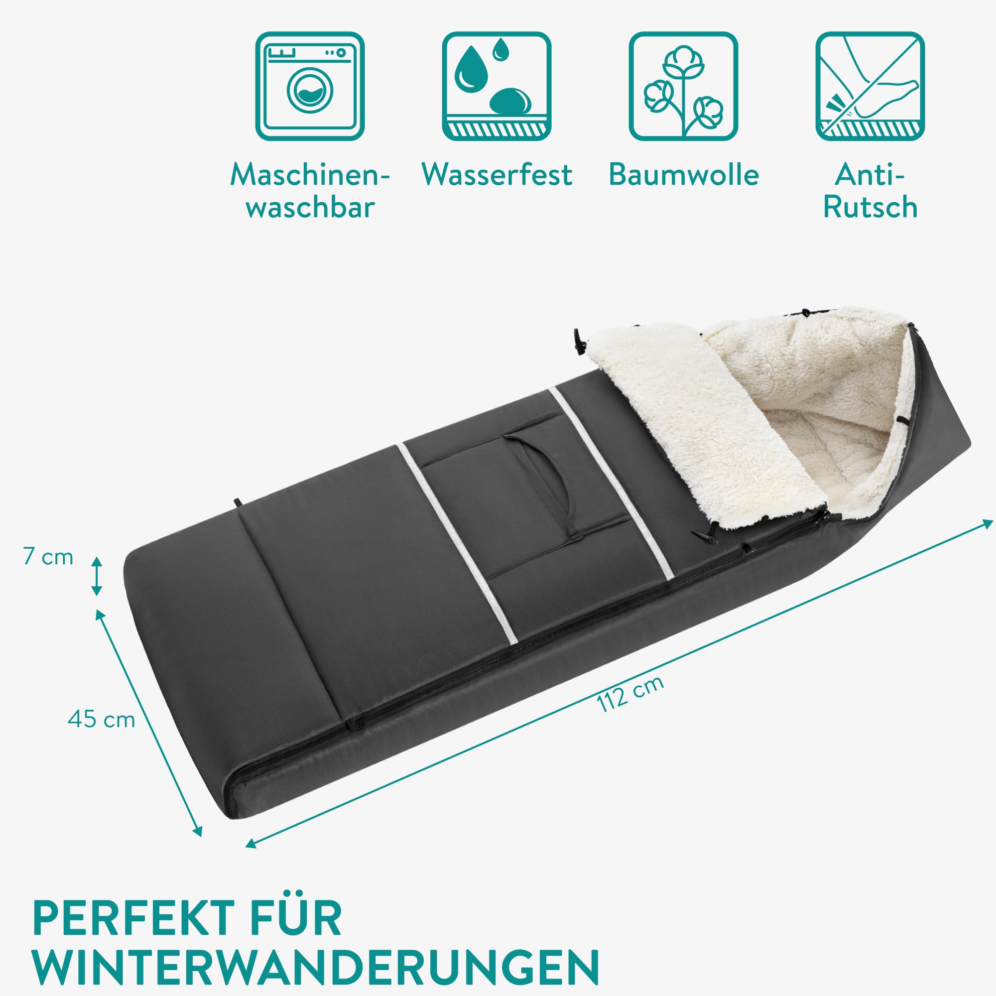 Navaris Fußsack Kinderwagen für Winter - Fusssack Kinderwagen für Baby Winter - Baby und Kinder Fußsack Buggy Herbst - warmer Fusssack Buggy - Winterfußsack Wintersack - Grau