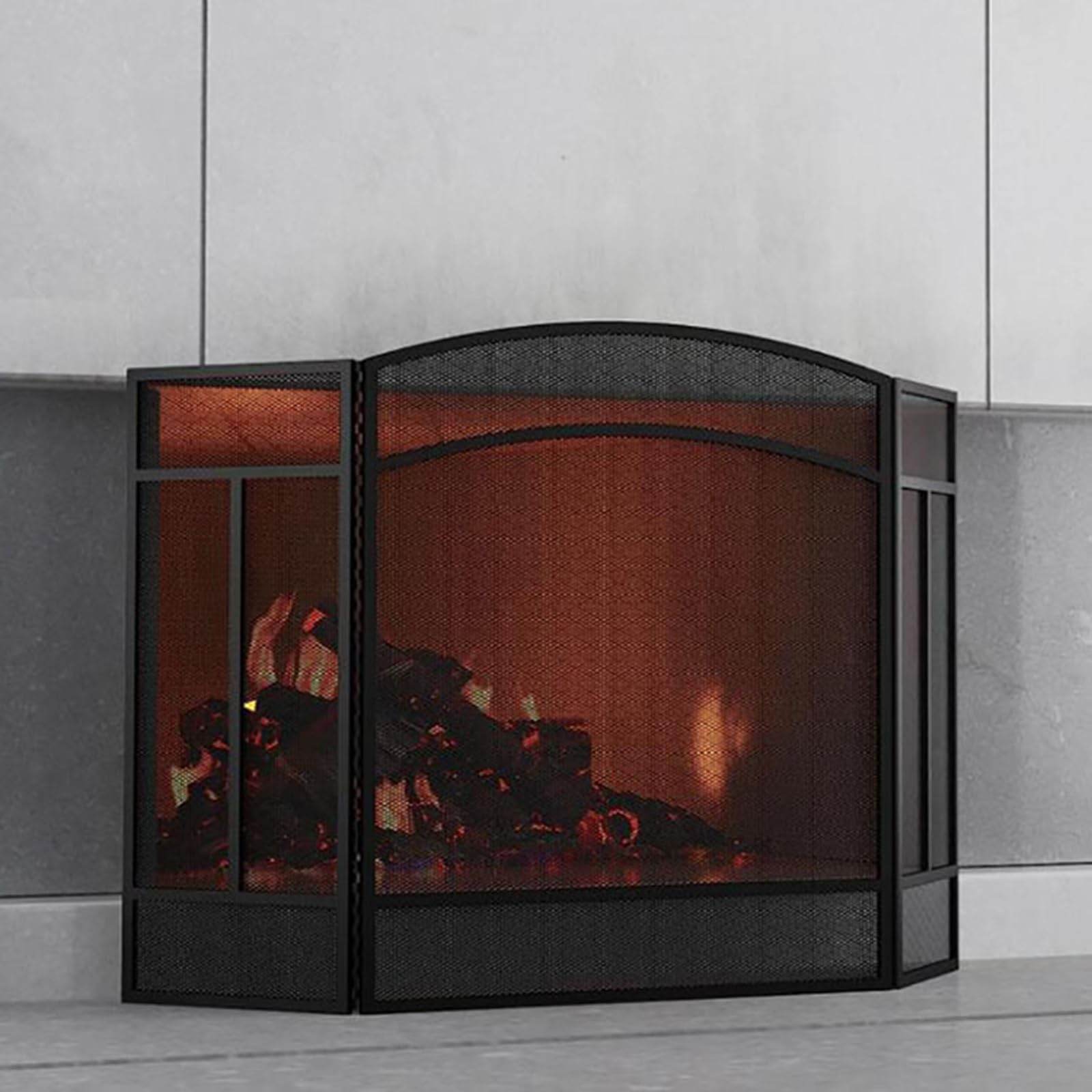 GTPBAO Salvachispas Chimenea Puerta De Pantalla De Chimenea Independiente Plegable, Cortina De Hogar De Estufa De Horno para Estufa De Leña/Cocción De Carbón, 121×74cm