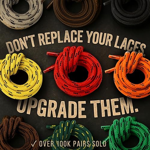 Miniatura 4 de Honey Badger - Cordones indestructibles hechos en Estados Unidos, cordones redondos y resistentes para botas para trabajo y senderismo