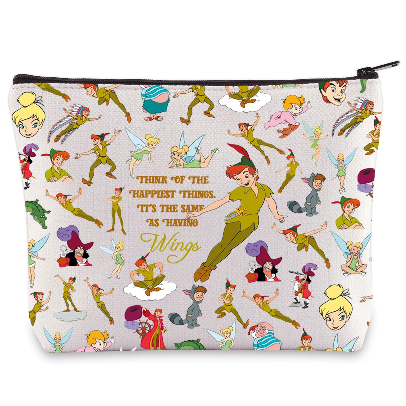 WZMPA Cartoon Movie Cosmetic Bag Fairytale Fans Gift Think Of The Happiest Things It's The Same As Having Wings Makeup Zipper Pouch Bag Cartoon