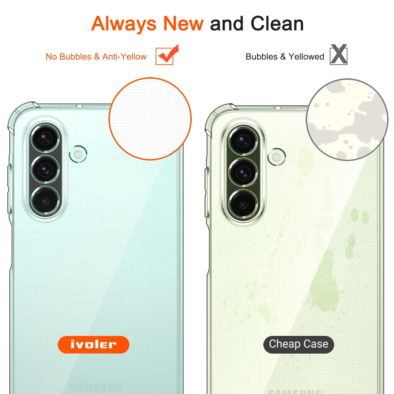 iVoler 3 in 1 Cover per Samsung Galaxy A26 5G con 2 Pezzi Pellicola Vetro Temperato, Trasparente Antiurto Custodia, Sottile Morbida in Silicone TPU Protettiva Case