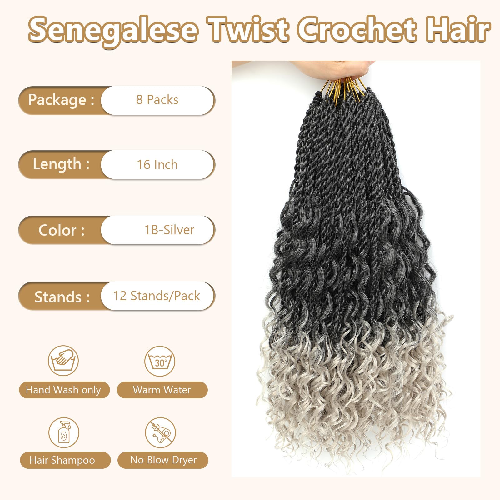 Amazon.com : Senegalese Twist Crochet Hair with Curly Ends - 16