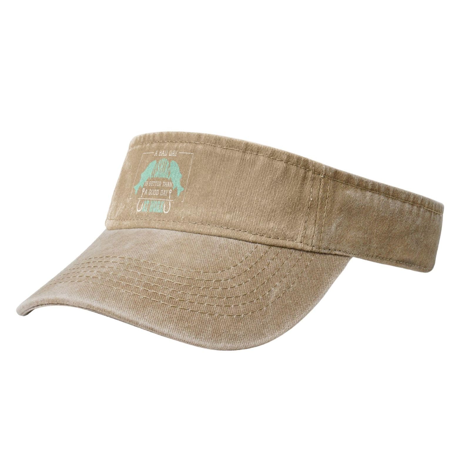 A Bad Day Fishing is Better Than A Good Day at Work Sun Visor Hats for Women Men Adjustable Cotton Sun Hat Golf Cap Natural