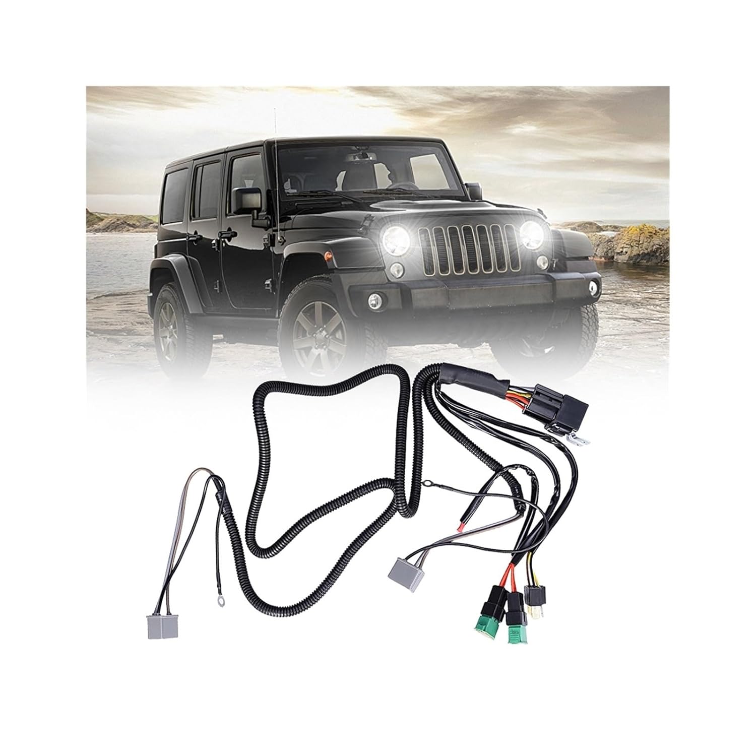 12V車用H4 LEDヘッドライトリレー配線ハーネスキット H4リレーハーネス LEDヘッドライト配線延長 H4配線ハーネスキット