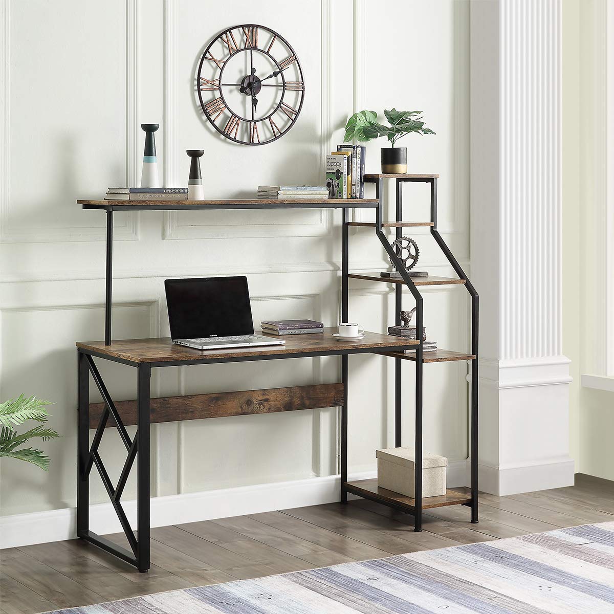 Buy Computer Desk with Hutch and Shelf Home Office with 5 Tier