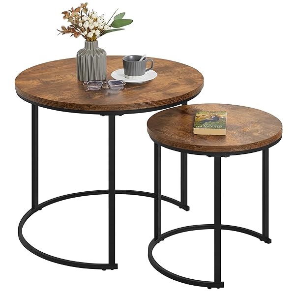Rustic Brown Round Nesting Tables