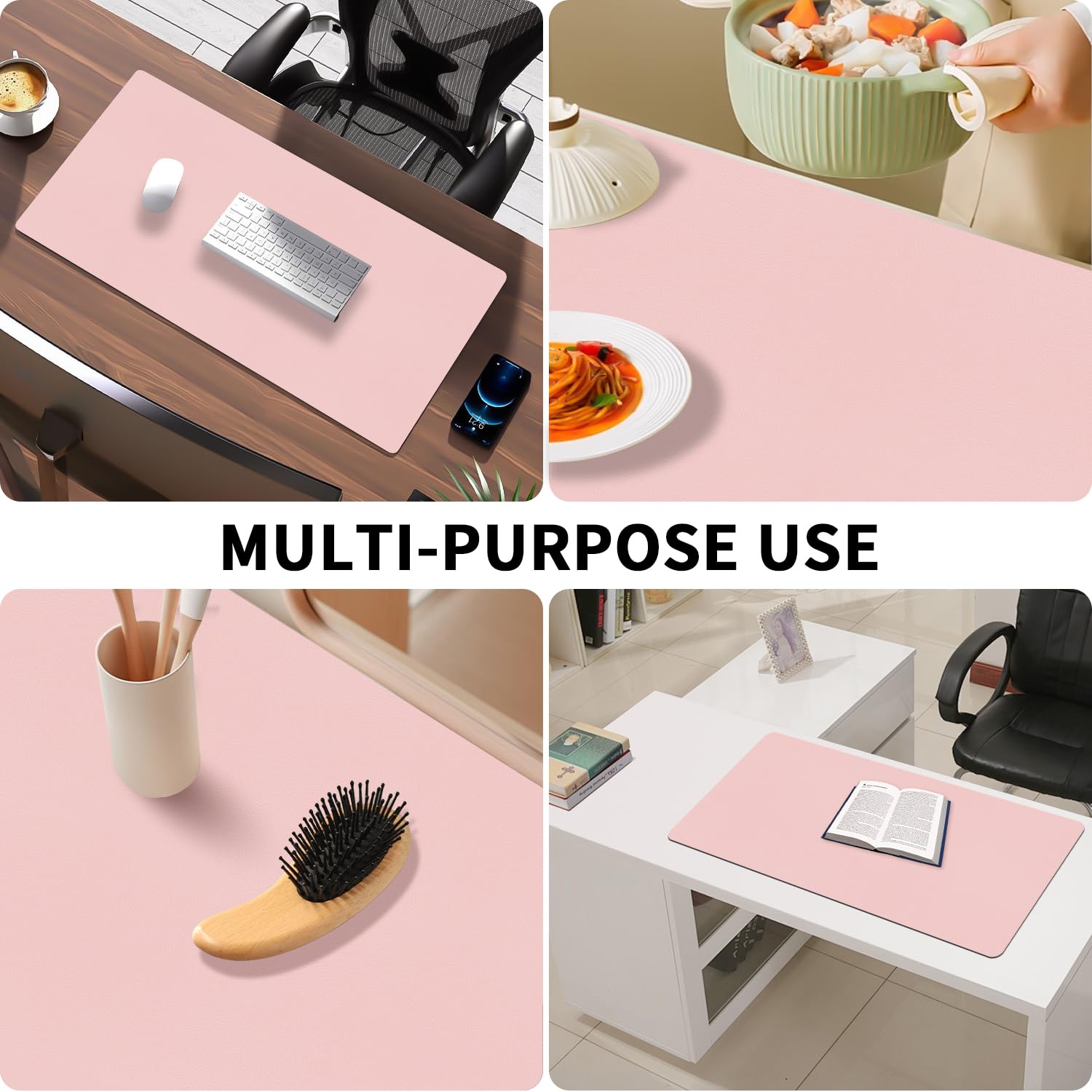 Niviy Tappetino Scrivania in Pelle PU 60x40 cm Rosa Tenero Impermeabile Antiscivolo Desk Mat