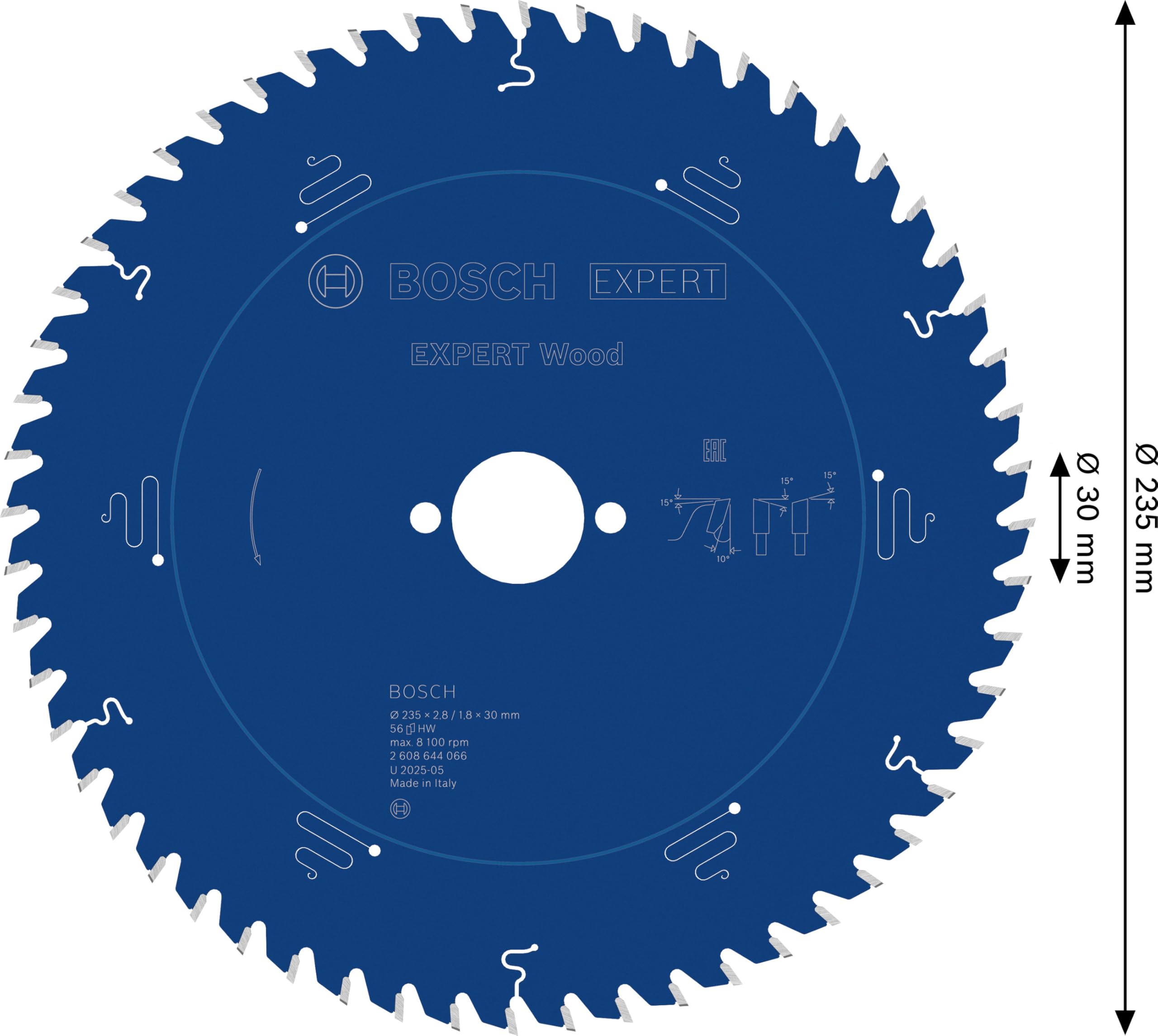Bosch Professional Brzeszczot do piły tarczowej Expert do drewna (drewno, 235 x 30 x 2,8 mm, 56 zębów, akcesoria do piły tarczowej)