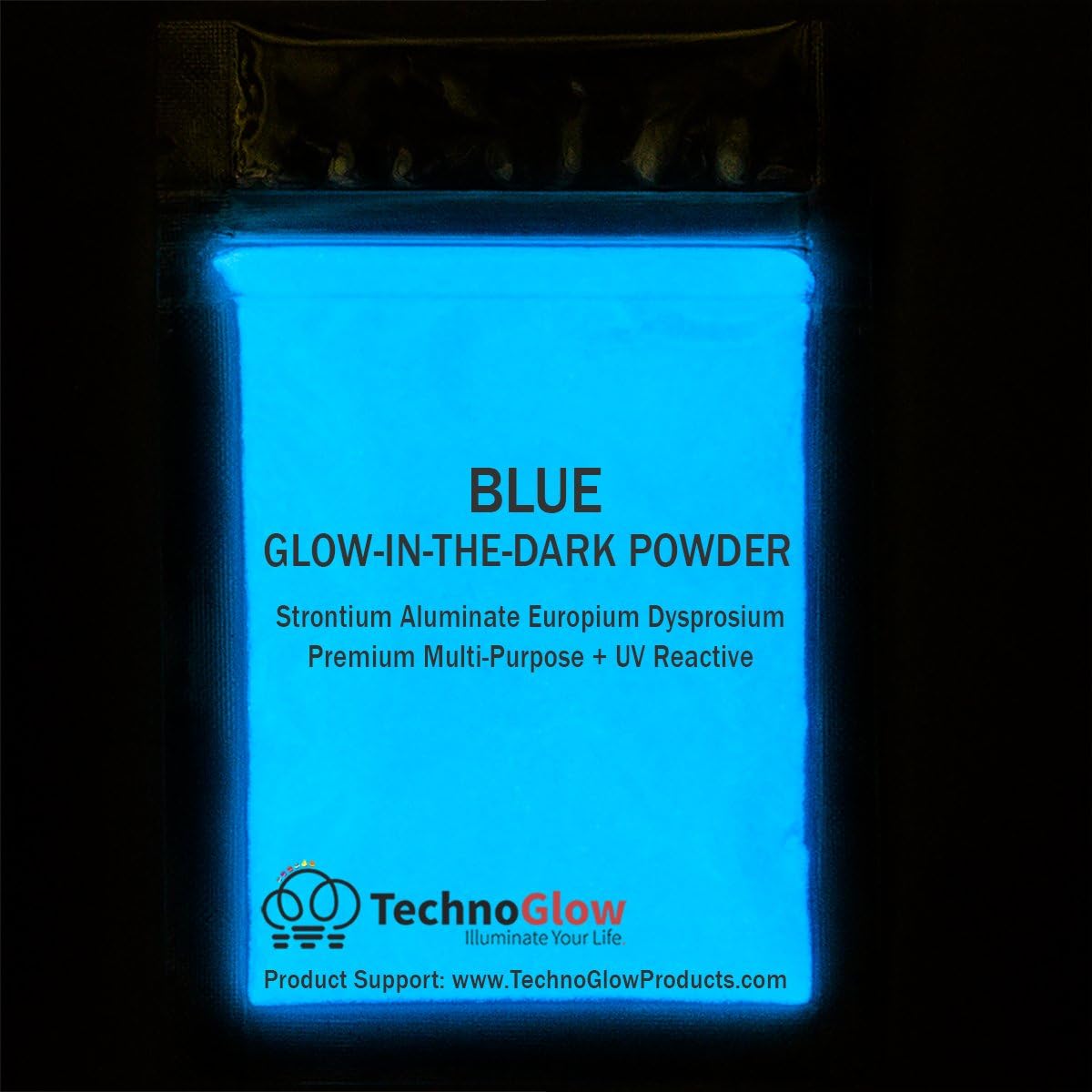 Glow in The Dark Powder, Natural Blue - Multiple Colors PRO-Series - 1 Ounce (28g)