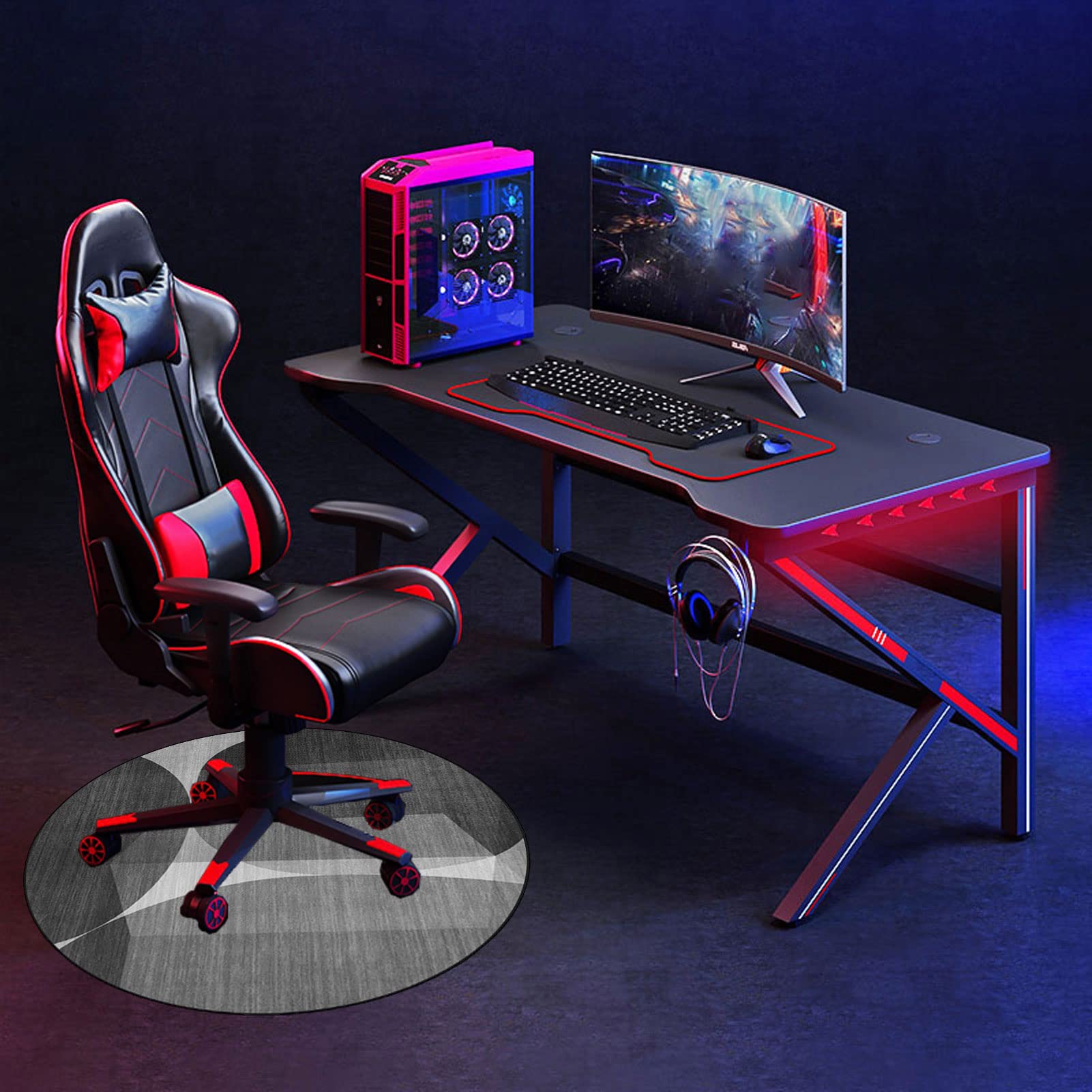 Tappeto Rotondo Per Sedia Da Ufficio - Antiscivolo, Salvapavimento, Diametro 100cm - Foto 4