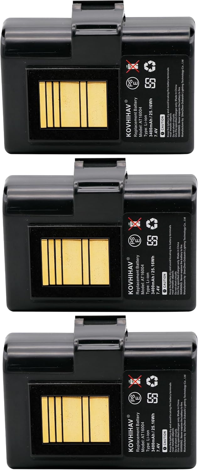 (3Pack) Replacement Battery for QLN220 QLN320 ZQ510 ZQ520 ZQ500 ZR628 ZR638 ZQ610 ZQ620 P1031365-025 P1031365-069 3400mAh