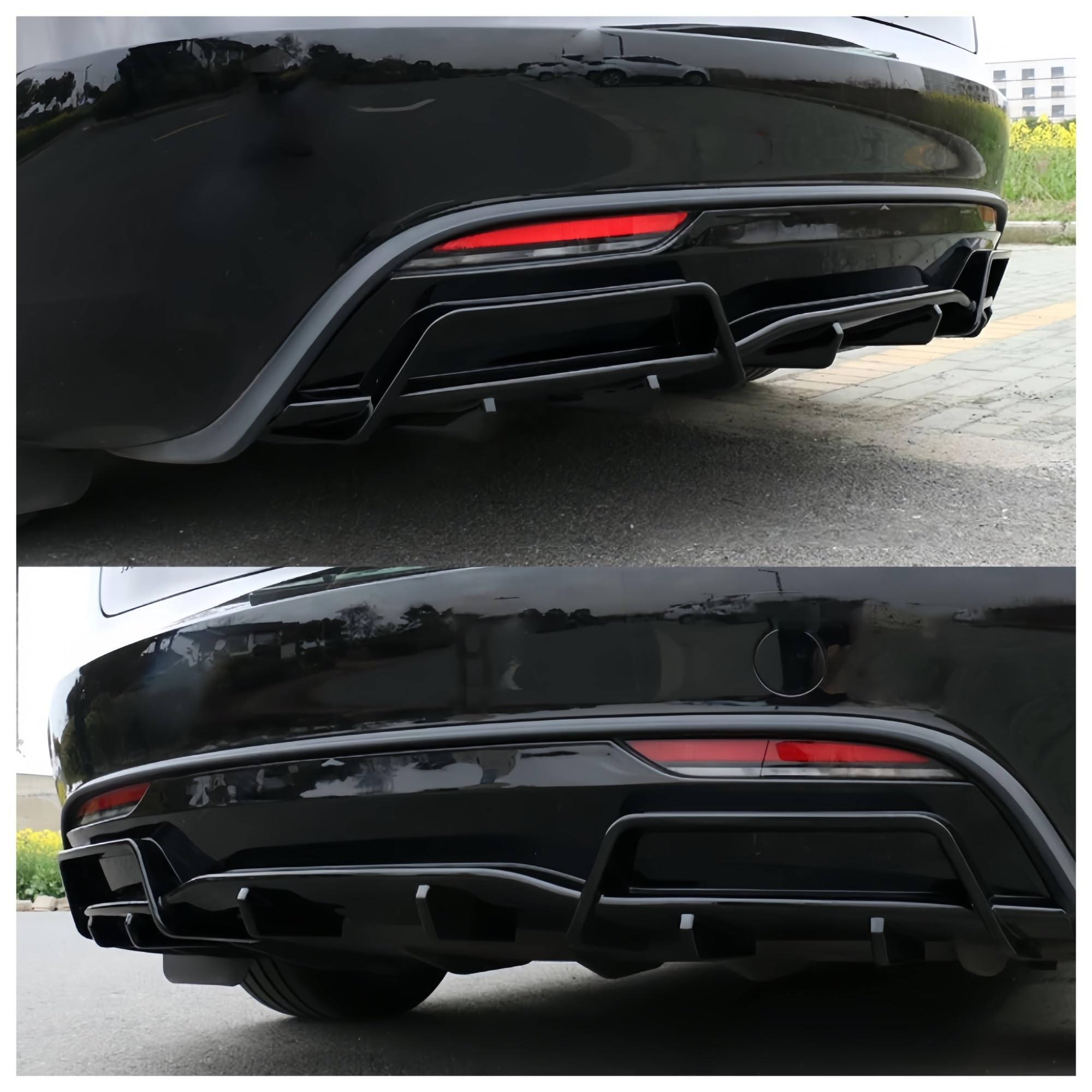 difusor de Parachoques Trasero para Tesla para el Modelo 3 Highland 2024-2025 Cubierta Delantales Protectores Traseros(Gloss Black)