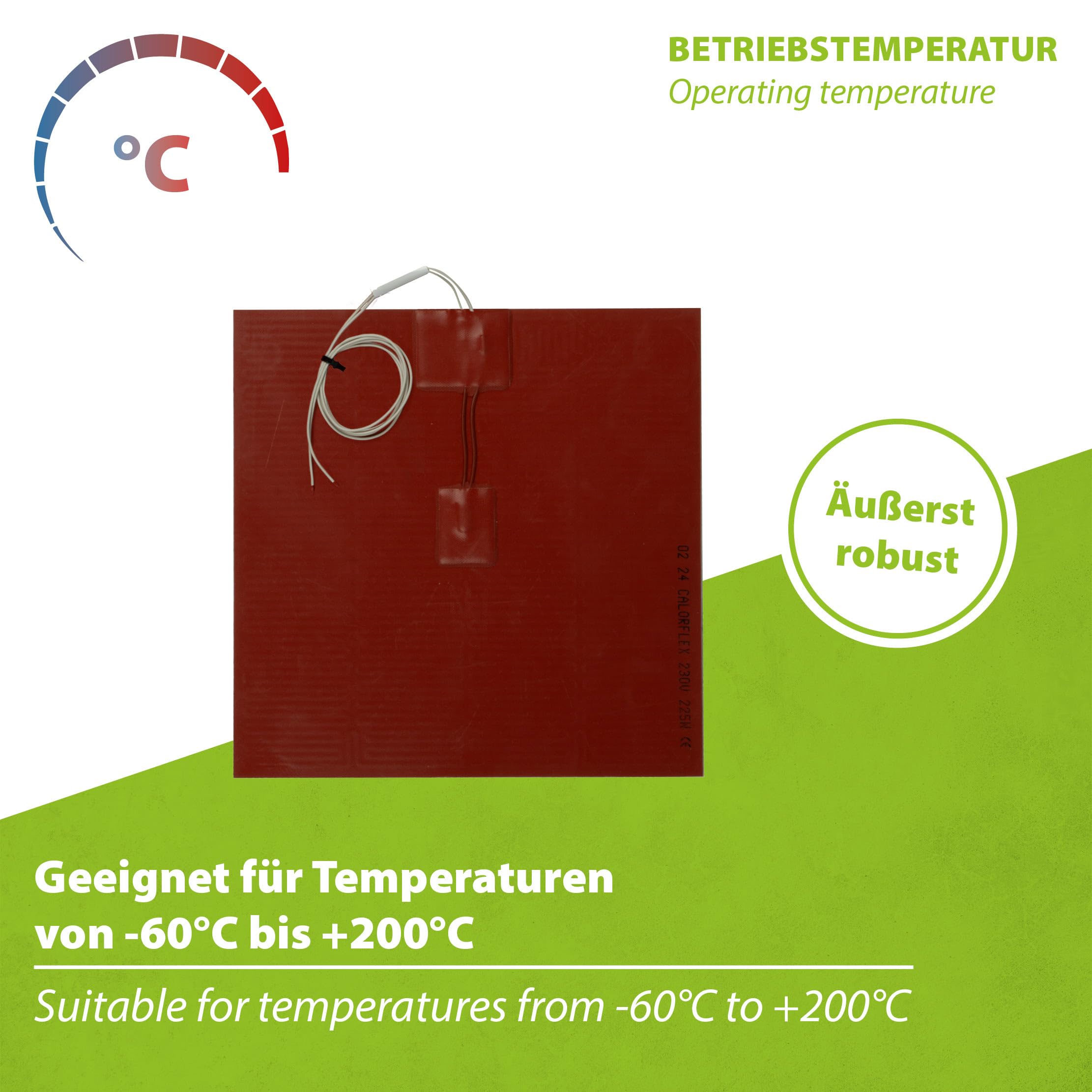 400 Watt Silikon-Heizmatte 54x47cm selbstklebend, integrierter Temperaturbegrenzer - für Forschung, Entwicklung, Industrie - Vorwärmen von Materialien und Pressformen