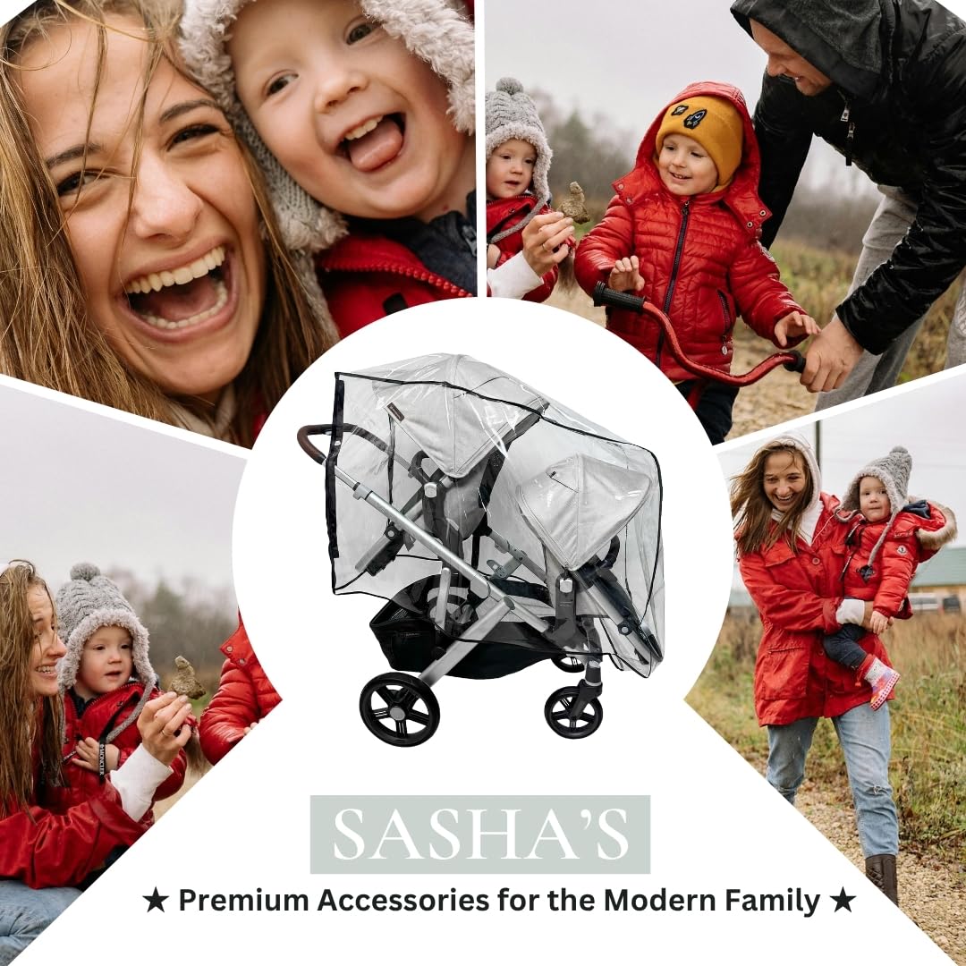 Rain and Wind Cover Made for UPPAbaby Vista V2/V3 Double Stroller System w/Rumble Seat by SASHA'S