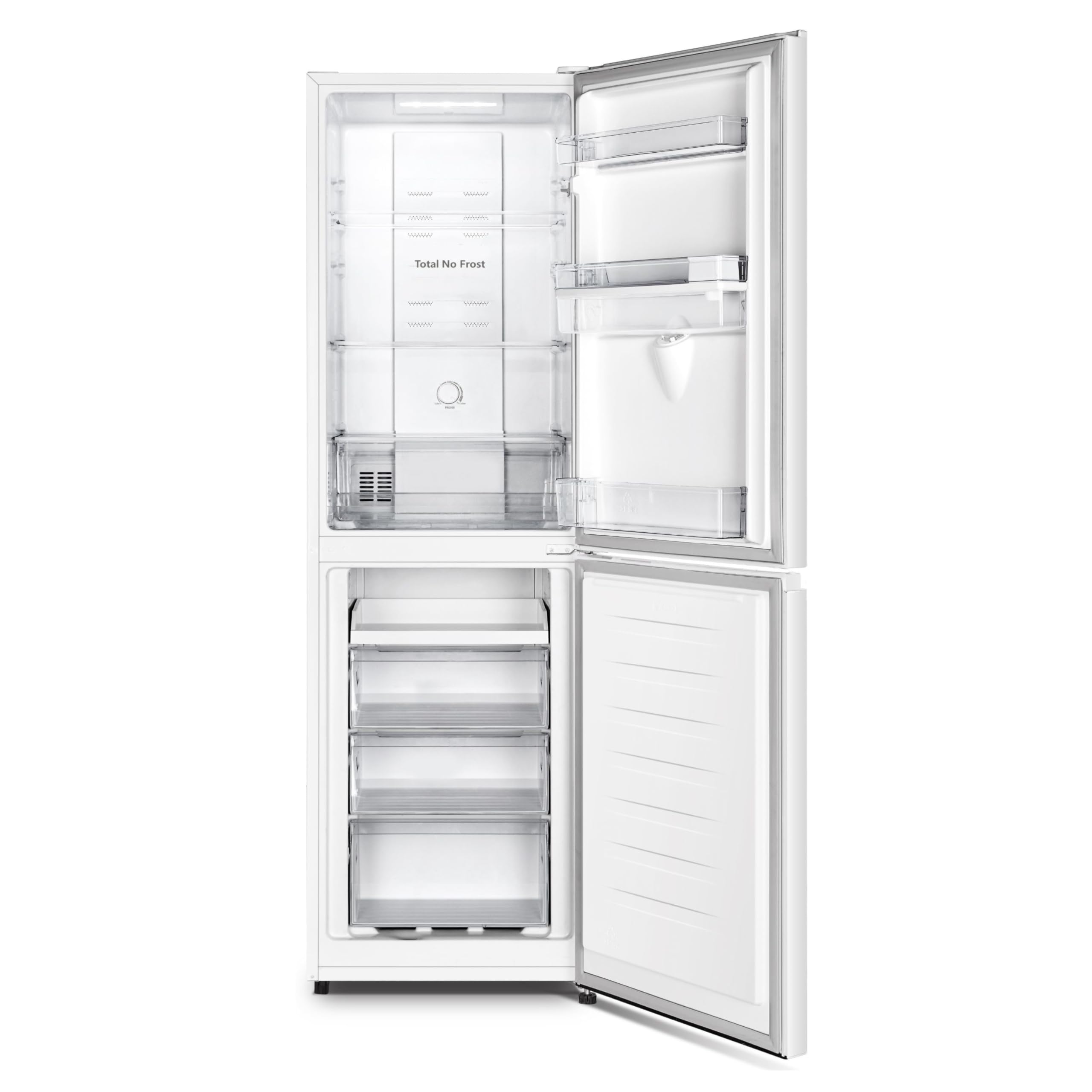 HYE Fridge Freezer - 50/50 Freestanding Fridge Freezer, 182.4cm Height, 55cm Width, 256 Litre Capacity, Total No Frost & Non-Plumbed Water Dispenser, White - RF01FF256W18 — view 2