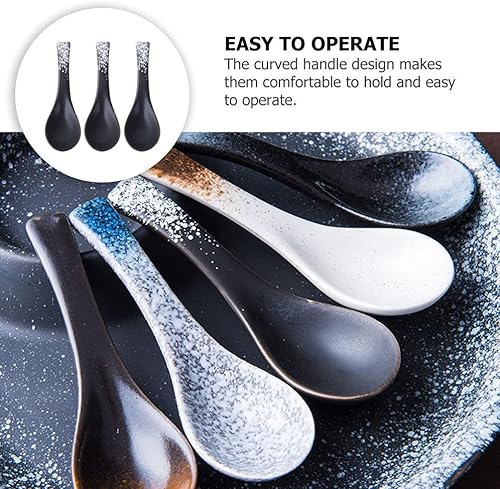 Miniatura 4 de DOITOOL 5 cucharas de arroz de cerámica, elegante diseño suave, mango cómodo, vajilla decorativa para uso doméstico, fácil de limpiar y mantener