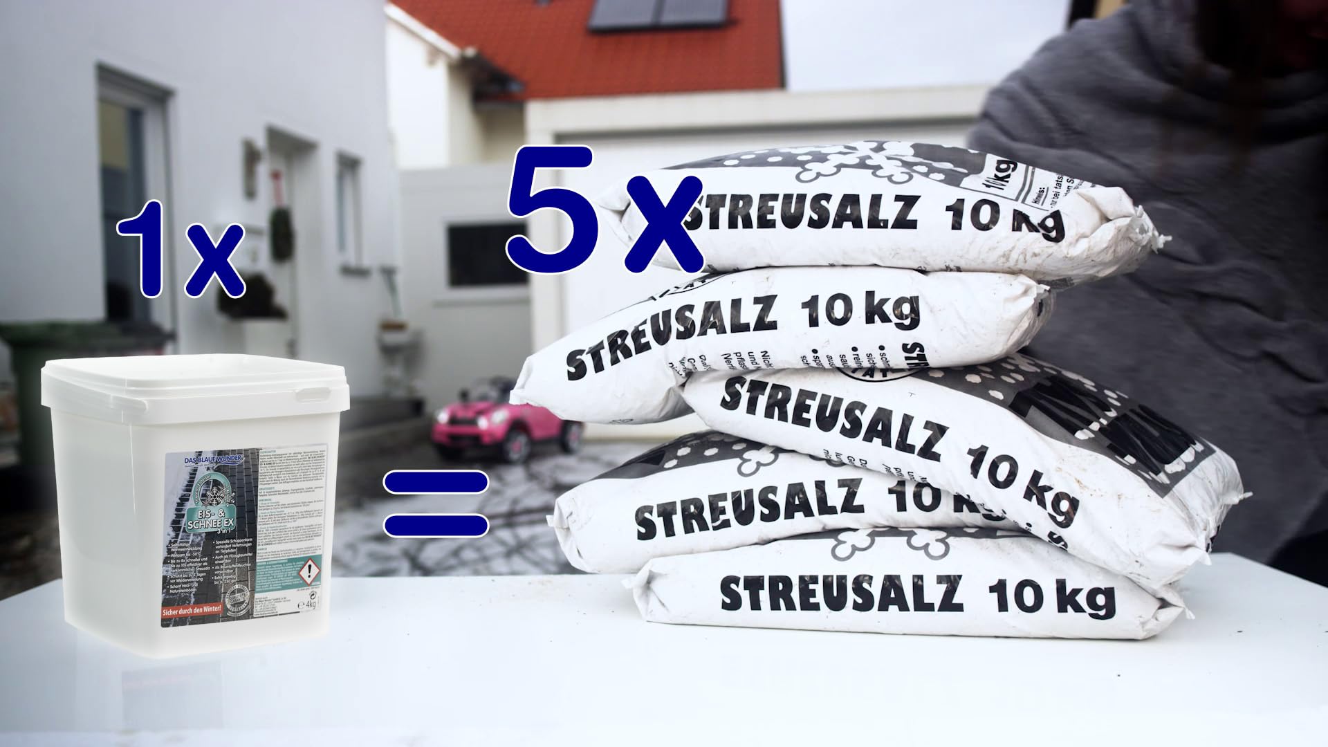 Das Blaue Wunder Eis- & Schnee Ex| Hochleistungs-Enteisungsgranulat | Taumittel | bis zu 250 m² | Granulat zum Auftauen von Schnee und Eis | Schutz vor Wiedervereisung | 4 kg (1)
