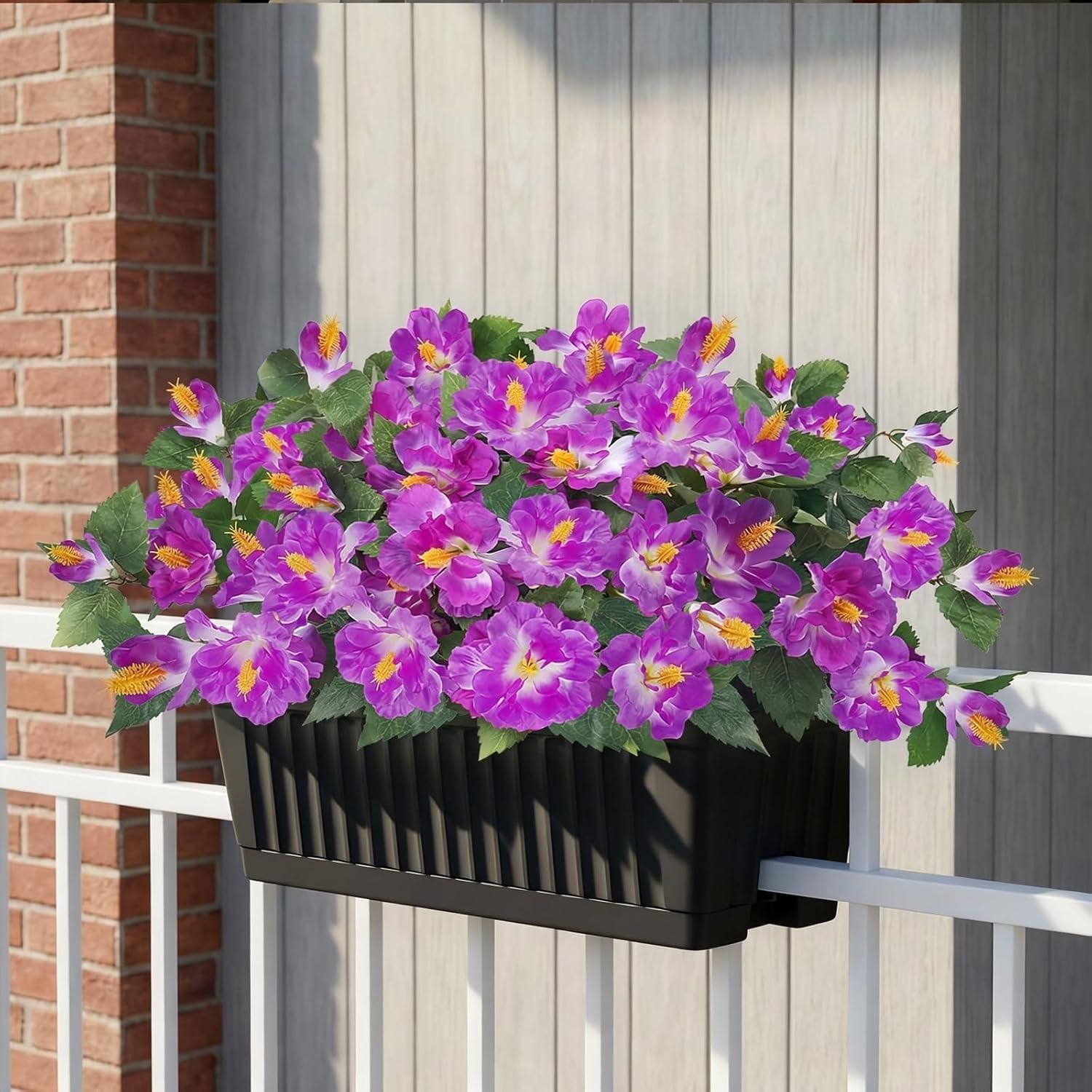 4PCS Artificial Hibiscus Flowers for Outdoors Fake Flowers for Outdoor Planters UV Resistant Realistic Fake Hibiscus Purple Faux Flowers No Fade for Home Garden Balcony Yard Porch Indoor Decor