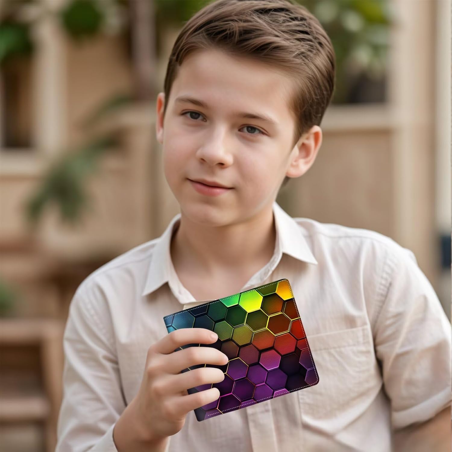 Boys Wallet for Kids, Kids Wallets for Teen 9-12 8-12 12-14 with Card,Funny Color Polygons Leather Bifold Rfid Blocking,Purse for Men Boy Male Youth Guys Christmas Gifts Birthday Present - Image 6