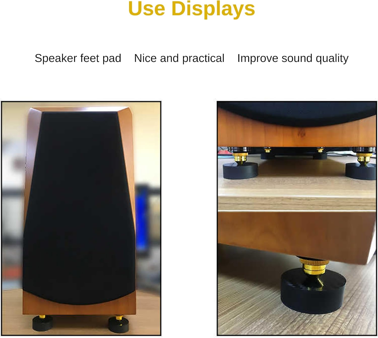 HiFi Speaker Spike Pads, Carbon Fiber Speaker Stand Feet, 1.6"x0.6", Hi-end Speaker Isolation Feet Shock Absorber Feet for DAC Subwoofer Turntables