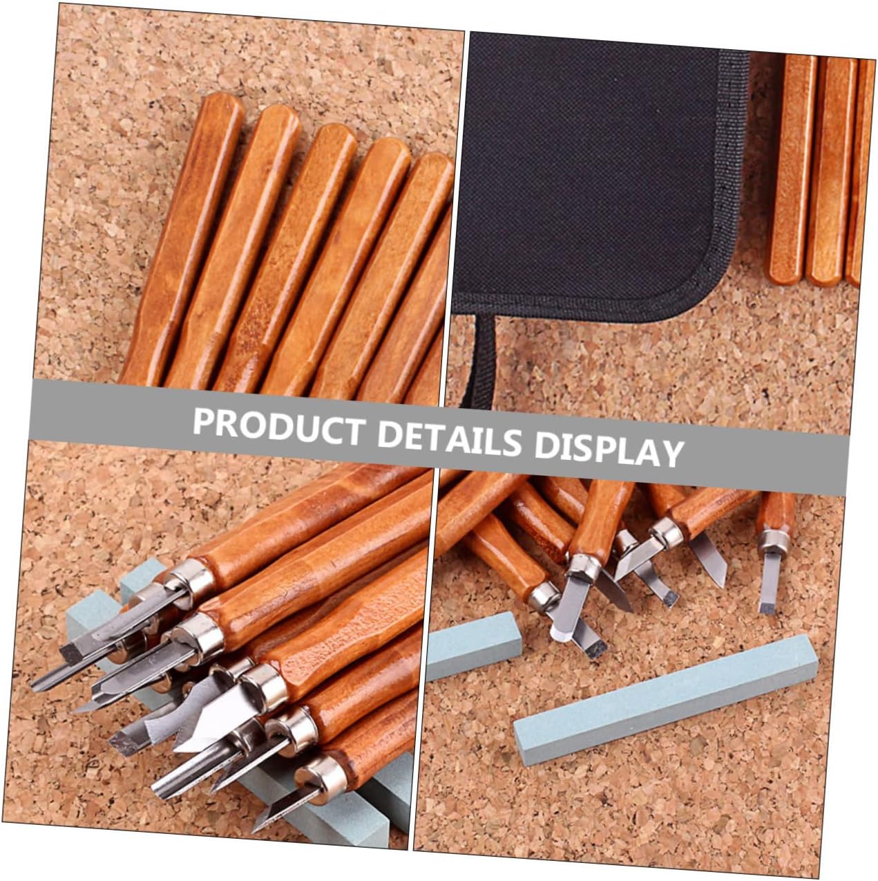 DOITOOL Hand Carving Chisel Tool Kit 14pc Set Wood Gouge Whetstone for Woodworking Soapstone Craft