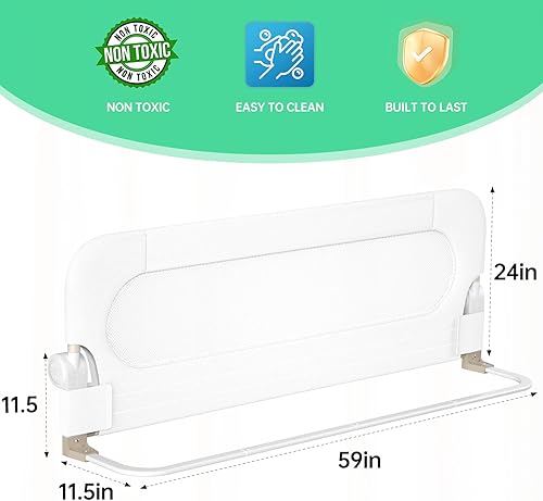 Miniatura 2 de Barandilla plegable para cama de niños, barandilla de cama para bebé con sistema de seguridad de anclaje reforzado, se adapta a literas, tamaño